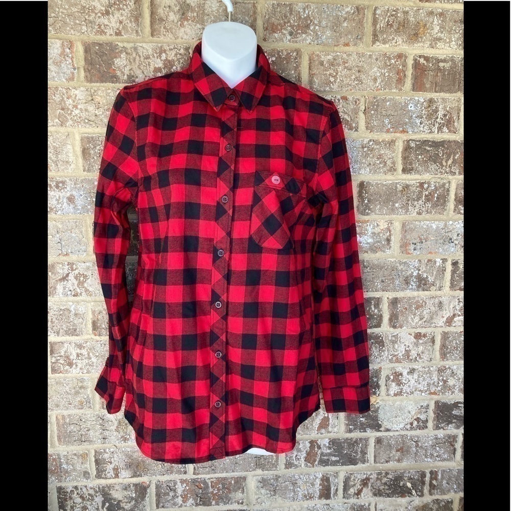 NWT Eddie Bauer Red and Black Buffalo Plaid Flannel Shirt XS
